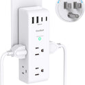 Surge Protector Outlet Extender - with Rotating Plug, 6 AC Multi Plug Outlet with 4 USB Ports (2 USB C), 1800 Joules, 3-Sided Swivel Power Bar with Spaced Splitter for Home, Office, Travel
