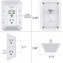 Wall Charger, Surge Protector, QINLIANF 5 Outlet Extender with 4 USB Charging Ports (4.8A Total) 3-Sided 1680J Power Strip Multi Plug Adapter Spaced for Home Travel Office (3U1C)