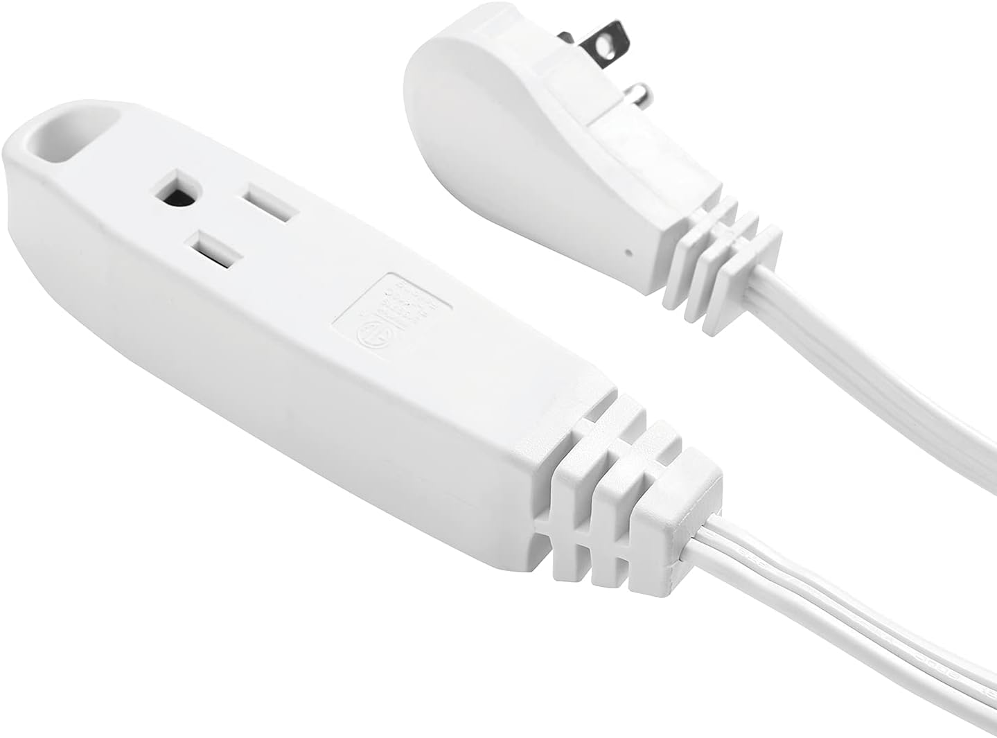 Globe Electric 24302 10ft Medium Duty 3-Outlet Indoor Extension Cord, Grounded, Right Angle Plug, White