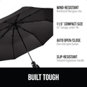 GORILLA GRIP Windproof Compact Stick Umbrella for Rain, One-Click Automatic Open and Close, Strong Reinforced Fiberglass Ribs, Easily Collapsible, Lightweight Portable Umbrellas for Travel