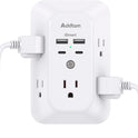 Power Bar, USB Wall Charger Surge Protector 5 Outlet Extender with 4 USB Charging Ports (2 USB C), Multi Plug Outlet, 3-Sided 1800J Power Strip Outlets Splitter Wall Plug Adapter for Home Office Dorm