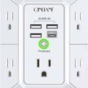 Wall Charger, Surge Protector, QINLIANF 5 Outlet Extender with 4 USB Charging Ports (4.8A Total) 3-Sided 1680J Power Strip Multi Plug Adapter Spaced for Home Travel Office (3U1C)