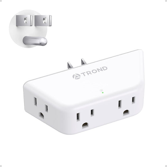 TROND Multi Plug Outlet Extender with Surge Protector, 3 Way Angled Wall Adapter with 4 Outlets, Electrical Wall Splitter, Multiple Plug Expander for Home Office Dorm Room Travel Essentials, White