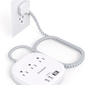 One Beat Flat Plug Power Bar with USB C, 6FT Ultra-Thin Extension Cord, 3 Outlet with 4 USB Ports (2 USB C) Desktop Charging Station, No Surge Protection for Cruise Ship, Travel Essentials, Dorm Room