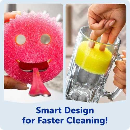 Scrub Daddy Scrub Mommy Sponges - Dish Scrubber + Non-Scratch Cleaning Sponges Kitchen, Bathroom + Multi-Surface Safe - Dual-Sided Dish Sponges for Scrubbing - Online Exclusive (3 Count)