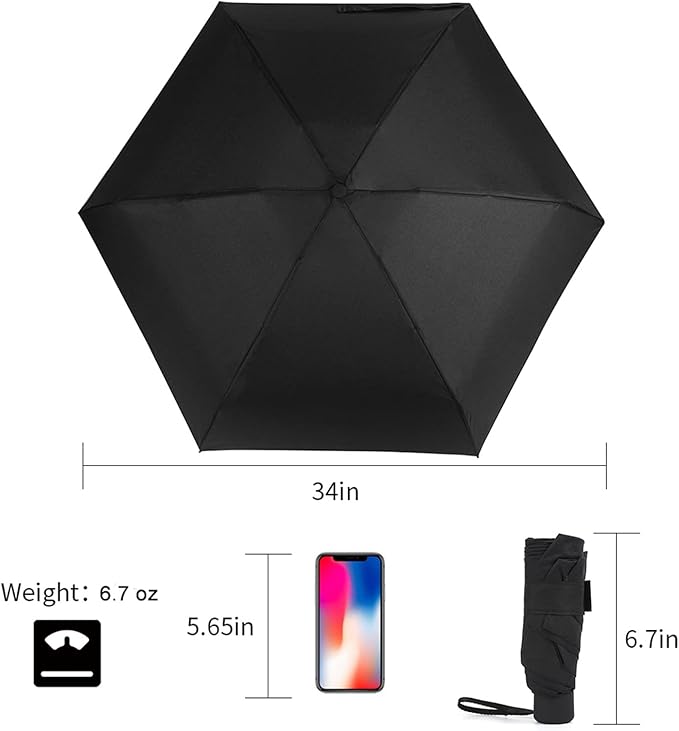 Compact Travel Umbrella with Case Sun&Rain Lightweight Small and Compact Suit for Pocket