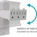 Globe Electric 46505 3-Outlet Lateral Swivel Grounded Wall Adapter Tap, White Finish