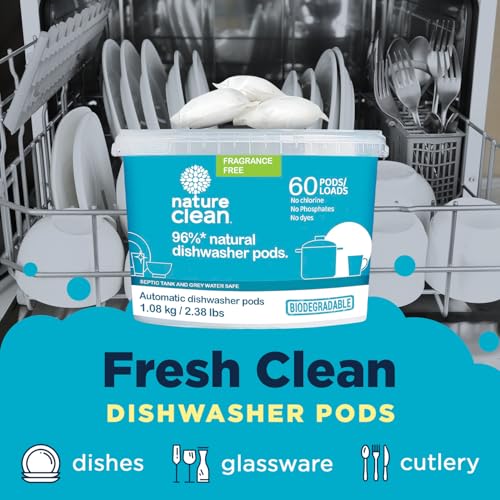 Nature Clean Automatic Dishwasher Pacs, Fragrance-Free, 60 Count