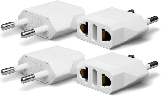 Unidapt 4-Pack European Travel Plug Adapter, Unidapt Canada US to Europe Adapter Type C Outlet Converter America CA USA Italy Spain Germany France EU, Power Plug, White