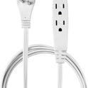 Globe Electric 24302 10ft Medium Duty 3-Outlet Indoor Extension Cord, Grounded, Right Angle Plug, White