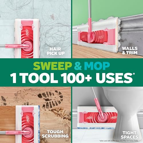 Swiffer Sweep and Mop Pro, 2-in-1 Floor Mopping , Multi-Surface Kit for Floor Cleaning, 5 Heavy Duty Dry Sweeping Cloths, 3 Heavy Duty Wet Mopping Cloths, Includes 1 Sweeper Device