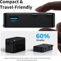 Mini Universal Travel Plug Adapter, 2026 Ultra-Thin PD 25W Fordable Travel Adapter with 1AC 1USB-A 2USB-C Ports,Smart Temperature Control, Worldwide EU/UK/AU/AS Plug Adapter for Travel