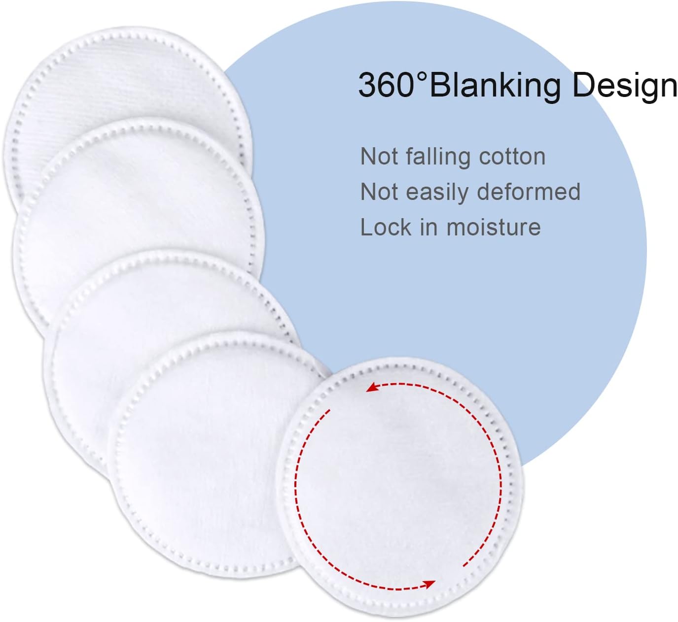MSQ Cotton Rounds (300 Count), Makeup Remover Pads, Cotton Facial Cleansing Round Cotton Pads Lint-Free, Hypoallergenic