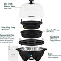 Elite Gourmet EGC-007B# Rapid Egg Cooker, 7 Easy-To-Peel, Hard, Medium, Soft Boiled Eggs, Poacher, Omelet Maker, Auto Shut-Off, Alarm, 16-Recipe Booklet, BPA-Free, Black