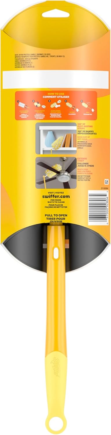 Swiffer Duster Kit with 3ft Extendable Handle, Heavy Duty Dusting Starter Kit with 4 Refills, for Ceiling Fans, Vents and Hard to Reach Places