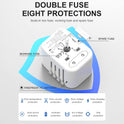 VYLEE Universal International Power Travel Plug Adapter, 5 in 1 European Travel Plug Adapter W/ 3.5A 2xUSB-A and 2xUSB C Wall Charger and Worldwide AC Outlet for Europe USA UK AUS Asia (White)