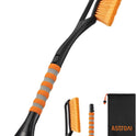AstroAI 27" Snow Brush and Detachable Ice Scraper with Ergonomic Foam Grip for Cars, Trucks, SUVs (Heavy Duty ABS, PVC Brush, Orange)