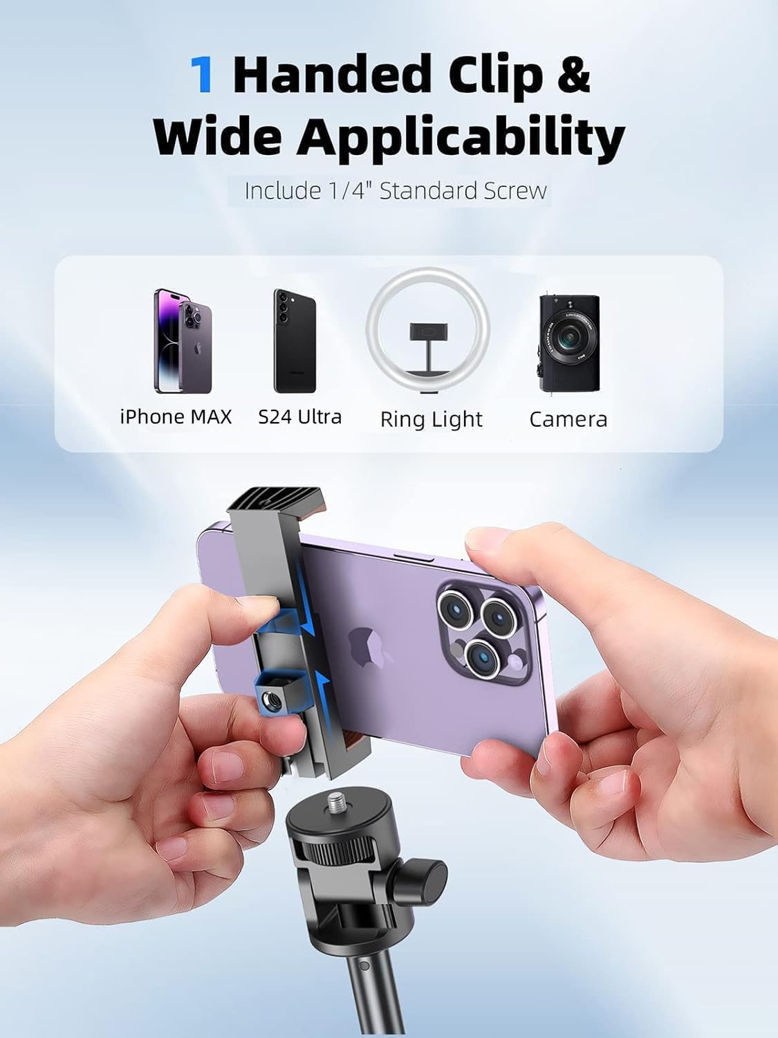 Kaiess 62" Phone Tripod, Selfie Stick Tripod & Phone Tripod Stand with Remote, Cell Phone Tripod for iPhone, Extendable Travel Tripod Compatible with iPhone/Android/Camera