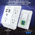 Wall Charger, Surge Protector, QINLIANF 5 Outlet Extender with 4 USB Charging Ports (4.8A Total) 3-Sided 1680J Power Strip Multi Plug Adapter Spaced for Home Travel Office (3U1C)