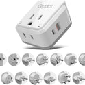 Ceptics International Travel Plug Adapter Set (Type A, B, C, D, E/F, G, H, I, J, K, L, M, N) - 4 in 1 - 2 Canadian Socket - 1 USB & 1 USB-C (3.1A) - Compact & Powerful (PAK-ALL)