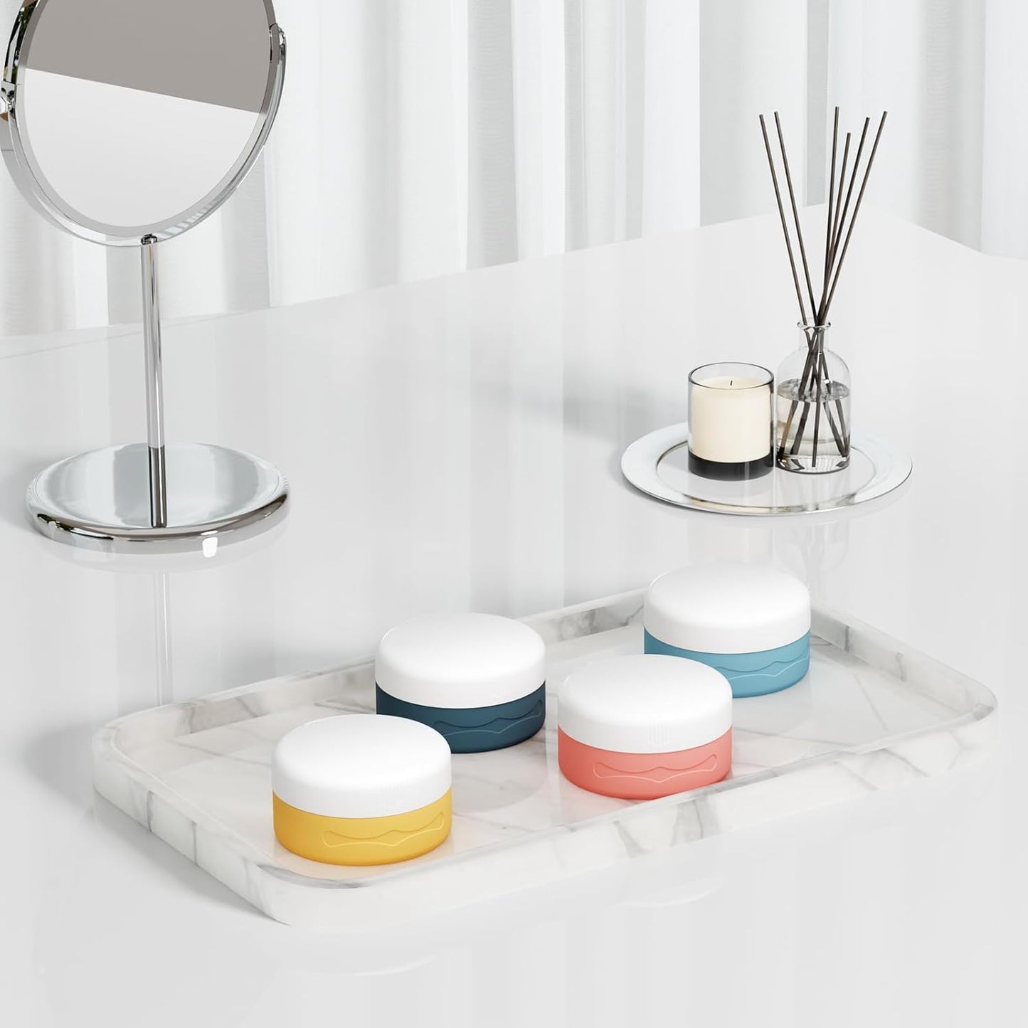 Ceecysaa Travel Containers for Toiletries, TSA Approved Silicone Cream Jars, Size Containers with Lids, Travel Accessories with Lid for Cosmetic Face Body Hand Cream (4 Pack)