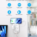 2 Pack 6-Outlet Wall Surge Protector, Multi Plug Outlet Extender, Outlet Wall Mount Adapter with 2 USB Charging Ports 2.4 A, 490 Joules for Home, School, Office