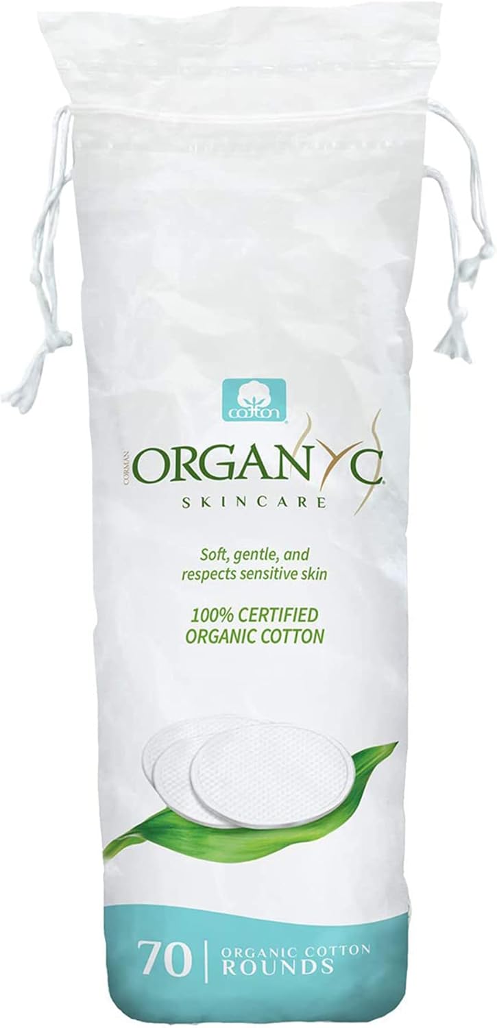 Organyc - 100% Organic Cotton Rounds Chemical Free, For Sensitive Skin (70 Count) - Daily Cosmetics. Beauty and Personal Care