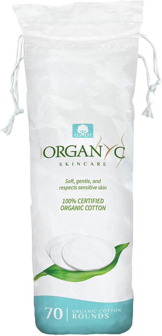 Organyc - 100% Organic Cotton Rounds Chemical Free, For Sensitive Skin (70 Count) - Daily Cosmetics. Beauty and Personal Care