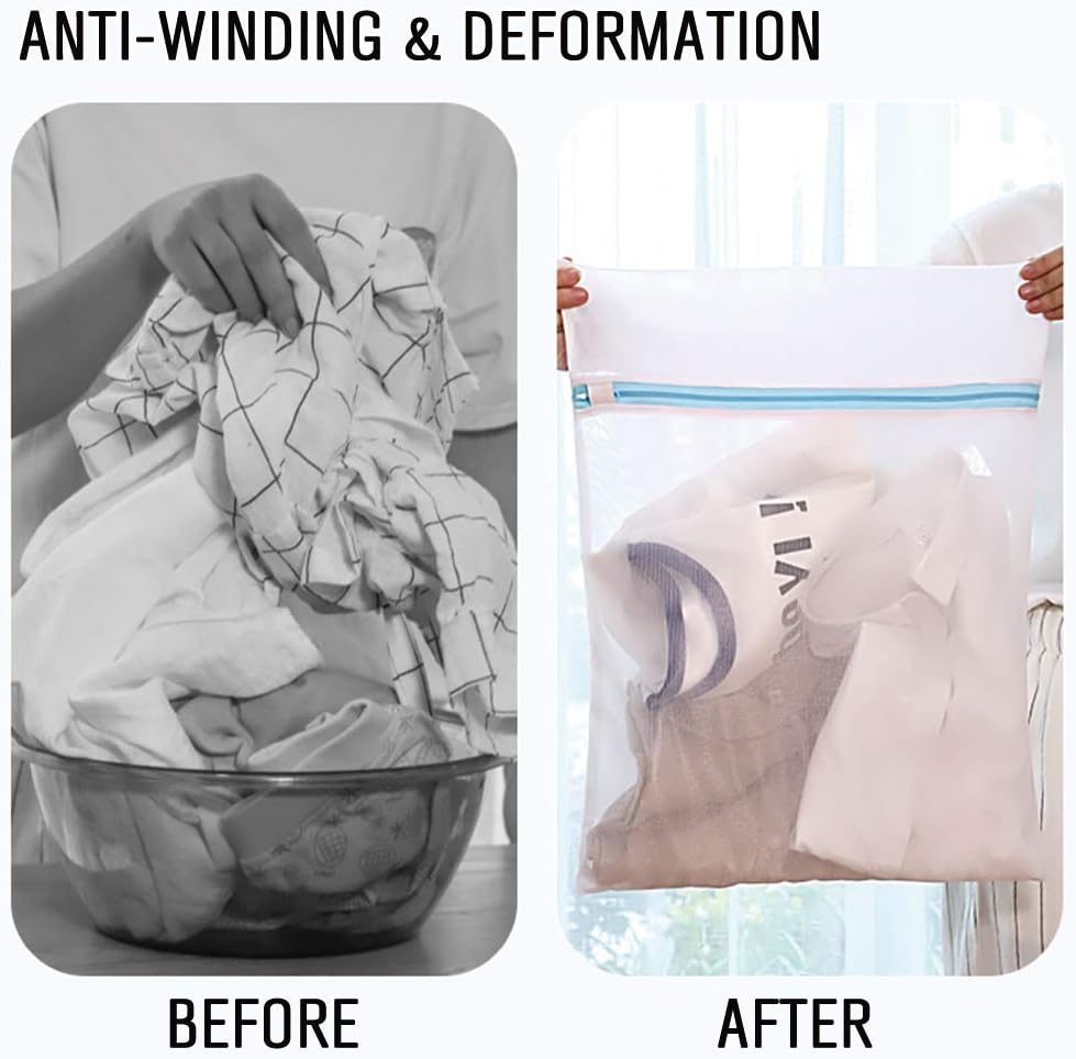 PrettyCare Mesh Laundry Bags for Delicates with Premium Zipper（3 Large & 3 Medium）Garment Clothing Washing Bags for Lingerie, Socks, Blouse, Bra,Travel Storage Organize Laundry Net Bag