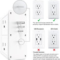 Wall Outlet Extender with Night Light, Power Plug Adapter 6 Outlet Extender with 4 USB Charging Ports 1050J Power Strip Multi Plug Adapter Spaced for Home Travel Office (2A2C)