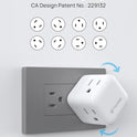 TROND Multi Plug Outlet Extender, 360° Rotating Plug Wall Adapter, 3 Way Outlet Splitter, 3-Sided Small Power Expander for Home Office Dorm Room, No Surge Protector for Cruise Travel Essentials, 1875W