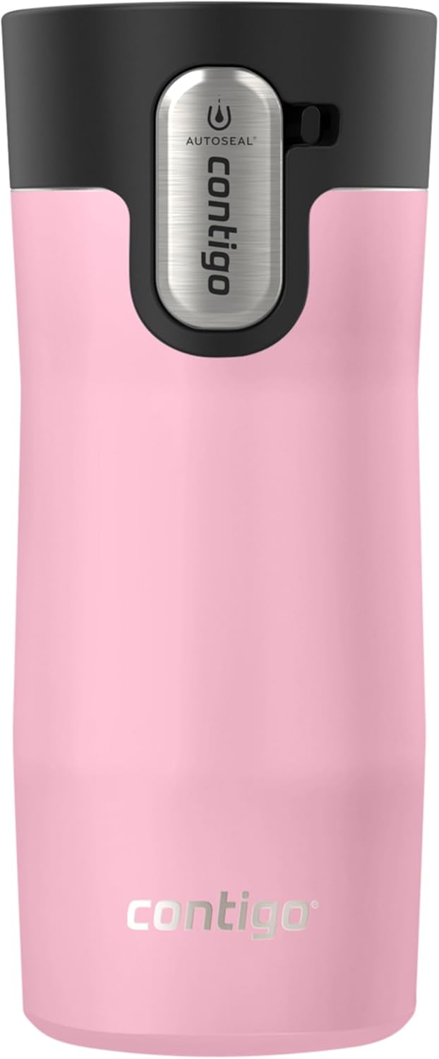 Contigo West Loop 3.0 Stainless Steel Travel Mug with Tea-Bag Hook & Spill-Proof Lid, Vacuum-Insulated Reusable Cup Coffee and Tea, 12 oz (354 mL), Strawberry Cream - Keeps Drinks Hot up to 8 Hours