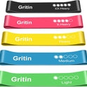Gritin Resistance Bands, Set of 5 Skin-Friendly Resistance Fitness Exercise Loop Bands with 5 Different Strength Levels - Travel Carrying Case Included - Ideal for Home, Gym, Yoga, Training