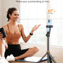 EUCOS 62" Phone Tripod, Tripod for iPhone & Selfie Stick with Remote, Extendable Cell Phone Stand & Travel Tripod, Solidest Tripod for Phone Compatible with iPhone/Android