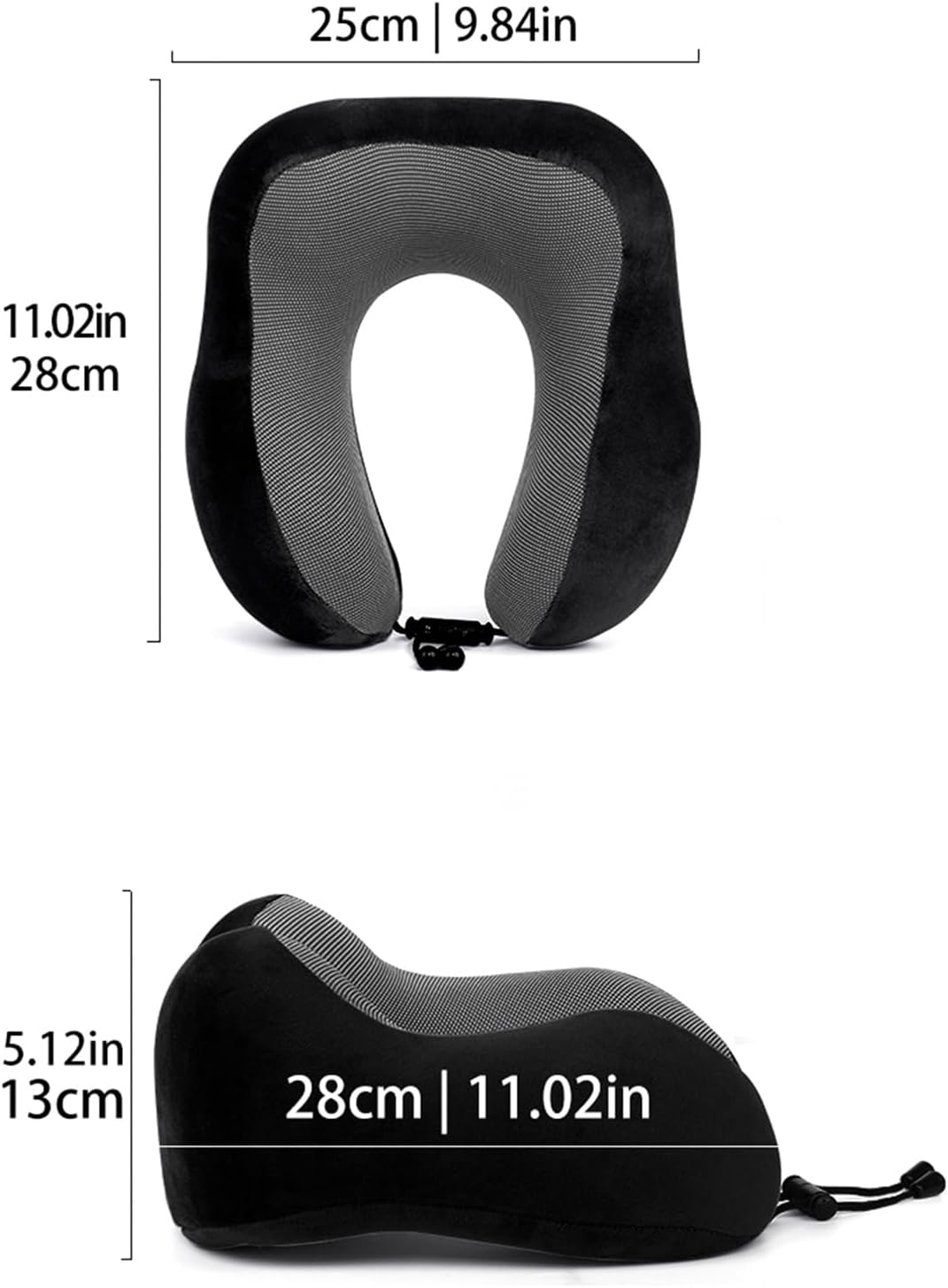 ZHCHG 2 Pack Travel Pillow, Best Memory Foam Neck Pillow for Airplane, Head Support Comfortable Pillow for Sleeping Rest, Train, Car & Home Use (Black and Pink)