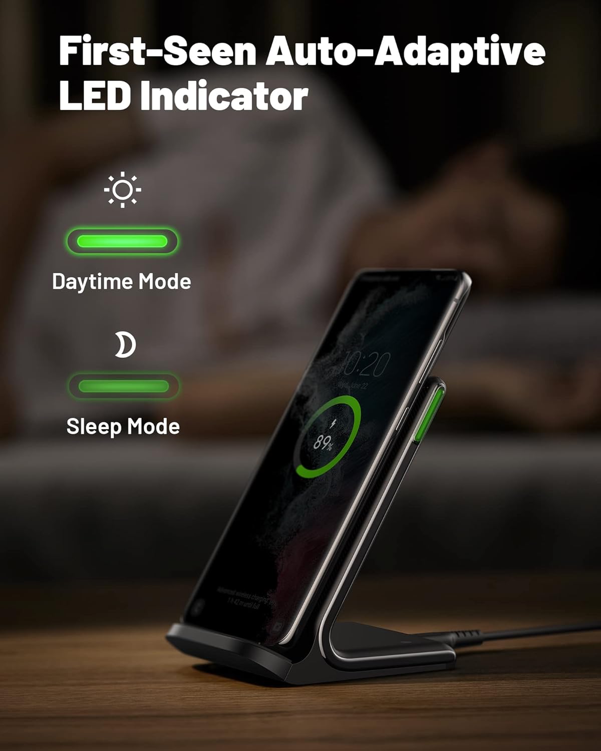 Wireless Charger, INIU [2 Pack] 15W Fast Wireless Charging Stand, Wireless Charging Station with Sleep-Friendly Adaptive Light for iPhone 17 16 15 14 13 12 Pro Max Samsung Galaxy S23 S22