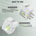 VYLEE Universal International Power Travel Plug Adapter, 5 in 1 European Travel Plug Adapter W/ 3.5A 2xUSB-A and 2xUSB C Wall Charger and Worldwide AC Outlet for Europe USA UK AUS Asia (White)