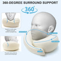 Adjustable Travel Neck Pillow with Hood - Memory Foam Support for Deep Sleep & Neck Pain Relief on Long Flights & Road Trips, Light-Block & Foldable Design for Ultimate Comfort, Grey