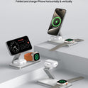 EXW Foldable 3 in 1 Wireless Charging Station for iPhone and Apple Watch,Compatible with Magsafe Charger Stand,Travel Bedside Fast Wireless Charger for iPhone 17e 17 Air 16 15 14 13 12 Series, Airpods