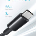 Anker USB C Cable, [2-Pack, 6 ft] Type C Charger Premium Nylon USB Cable, USB A to Type C Charging Cable Fast Charge for Samsung Galaxy S10 S10+ / Note 8, LG V20 and Other USB C Charger (Black)