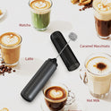 CIRCLE JOY Electric Milk Frother Handheld, Rechargeable Coffee Frother with Dual Spring Whisk, Portable Hand Frother Wand Drink Mixer for Coffee, Hot Chocolate, Cappuccino, Frappe, Matcha, Black