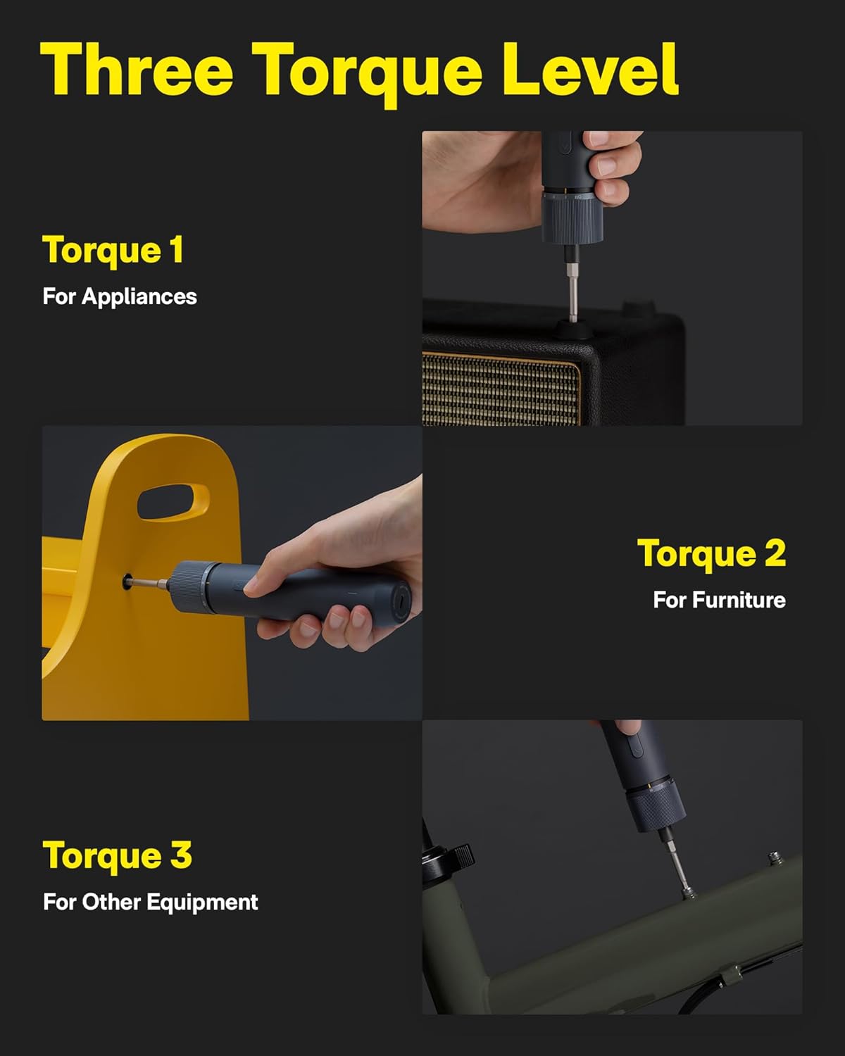 HOTO Electric Screwdriver Set, 3.6V Cordless Screwdriver Set USB-C, 3 Torque Settings, 1500mAh Battery, LED Light & 12 S2 Metal Bits for Furniture/Electrical Repairs