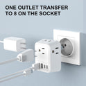 VYLEE Travel Plug Adapter, International Plug Adapter with 4 AC Outlets 4 USB Ports(2 USB C), Travel Adapter Type C Travel Essentials for US to Most Europe France Germany Italy Spain [1 Pack]