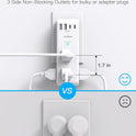 Surge Protector Outlet Extender - with Rotating Plug, 6 AC Multi Plug Outlet with 4 USB Ports (2 USB C), 1800 Joules, 3-Sided Swivel Power Bar with Spaced Splitter for Home, Office, Travel