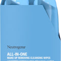 Neutrogena All-in-One Makeup Removing Cleansing Wipes - Gentle Cleansing Towelettes Remove Make-up & Waterproof Mascara - Plant-Based, Alcohol-Free Formula for Sensitive Eye Area - Value Twin Pack, 50 Count