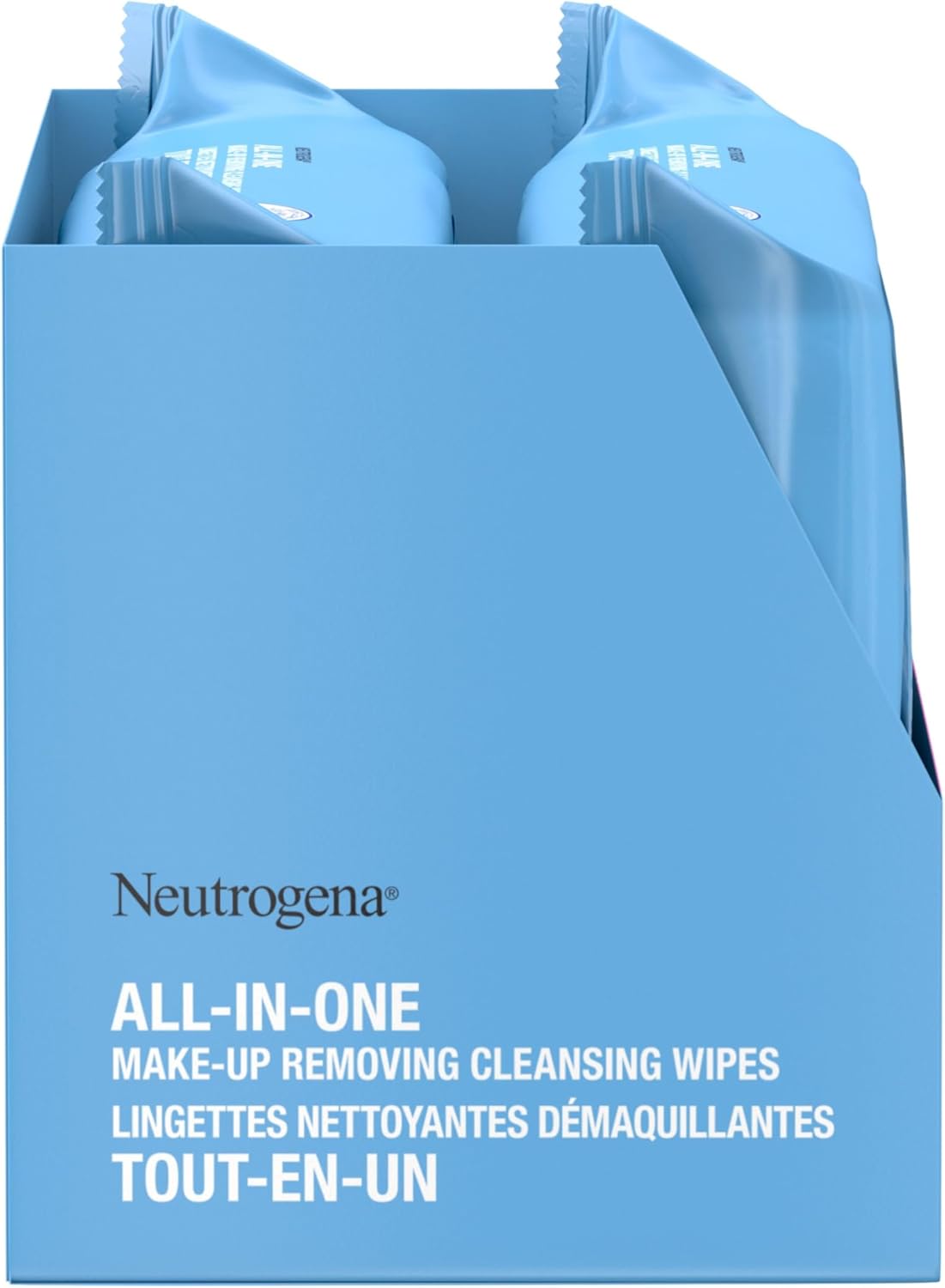 Neutrogena All-in-One Makeup Removing Cleansing Wipes - Gentle Cleansing Towelettes Remove Make-up & Waterproof Mascara - Plant-Based, Alcohol-Free Formula for Sensitive Eye Area - Value Twin Pack, 50 Count