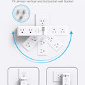 Surge Protector Outlet Extender - with Rotating Plug, 6 AC Multi Plug Outlet with 4 USB Ports (2 USB C), 1800 Joules, 3-Sided Swivel Power Bar with Spaced Splitter for Home, Office, Travel