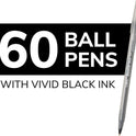 BIC Round Stic Extra Life Ballpoint Pens, School Supplies for Teachers and Students, 60-Count in Black