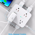 Surge Protector Power Bar - 8 Outlets 4 USB Charging Ports(2 USB C), Power Strip with 5Ft Braided Extension Cord, Flat Plug, Wall Mount Desk USB C Charging Station for Home Office College Essentials