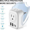 2 Pack European Travel Plug Adapter, VYLEE International Travel Adapter with 2 Outlets 4 USB Ports(2 USB C), 6 in 1 Type C Travel Essentials Charger for US to Most of Europe EU Italy Spain France